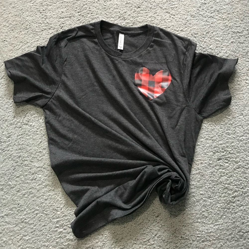 Buffalo Plaid Heart Tee Shirt